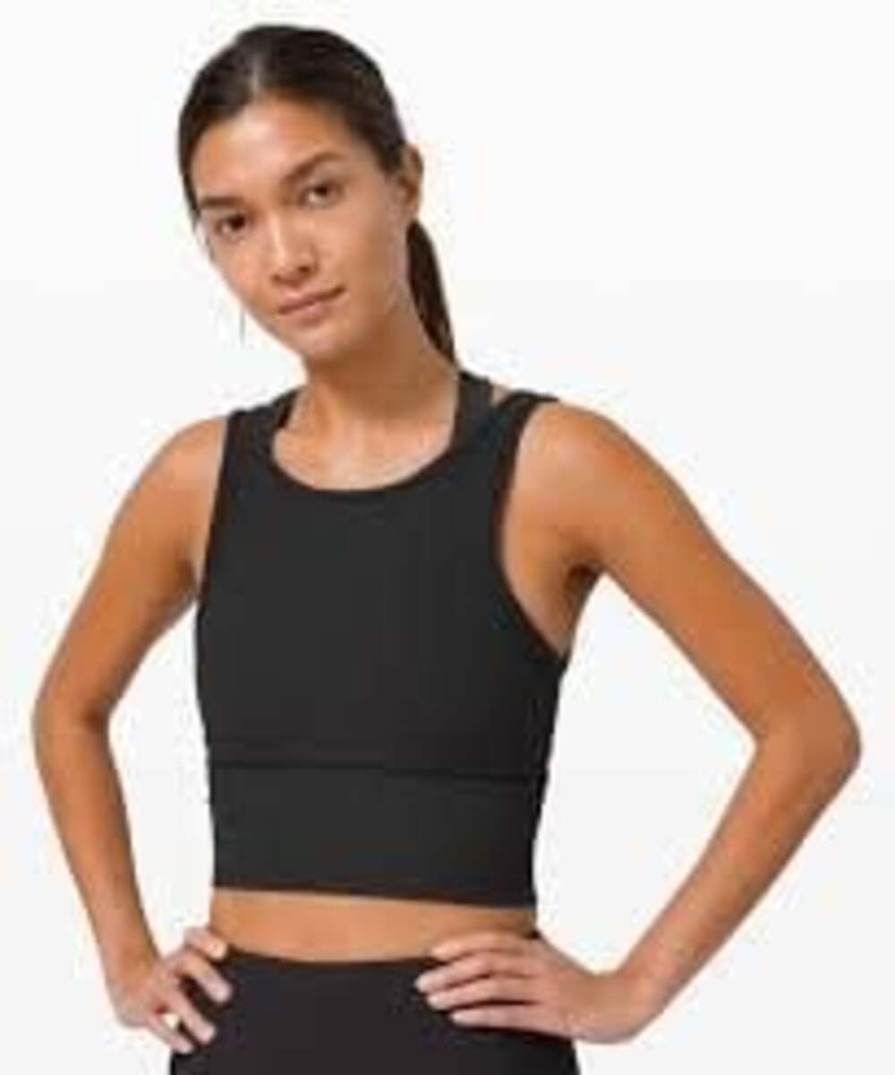 Lululemon Power Pivot Ribbed Tank Top Cropped Black